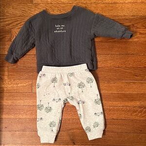 Carters | Gray Quilted Sweatshirt and Printed Pants Set